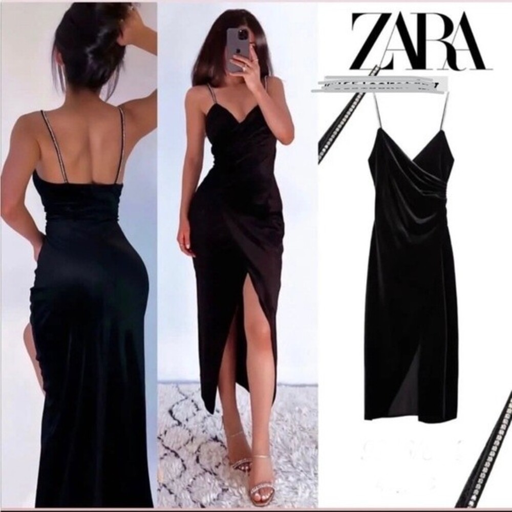 ZARA VELVET LINGERIE-STYLE DRESS